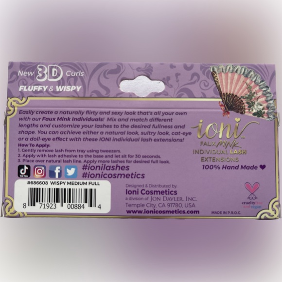NEW IONI Faux Mink Individual Lash Extensons 3-STRAND Medium-Full & Eyelash Glue - Picture 6 of 6